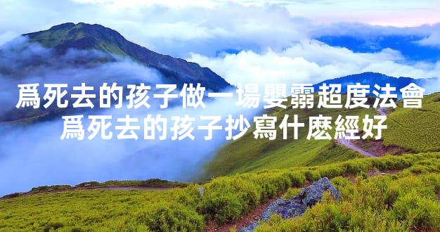 爲死去的孩子做一場嬰霛超度法會 爲死去的孩子抄寫什麽經好